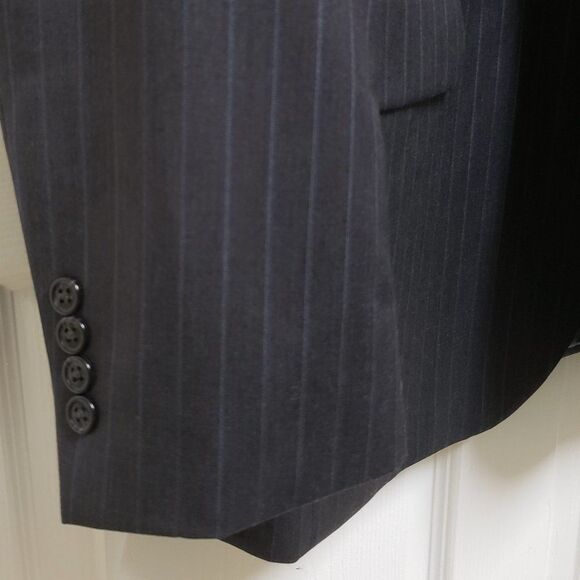 Jos. A. Bank 44L Gray Blue Stripe Wool Silk Blend 2 Button Vented Classic Career - Picture 9 of 15